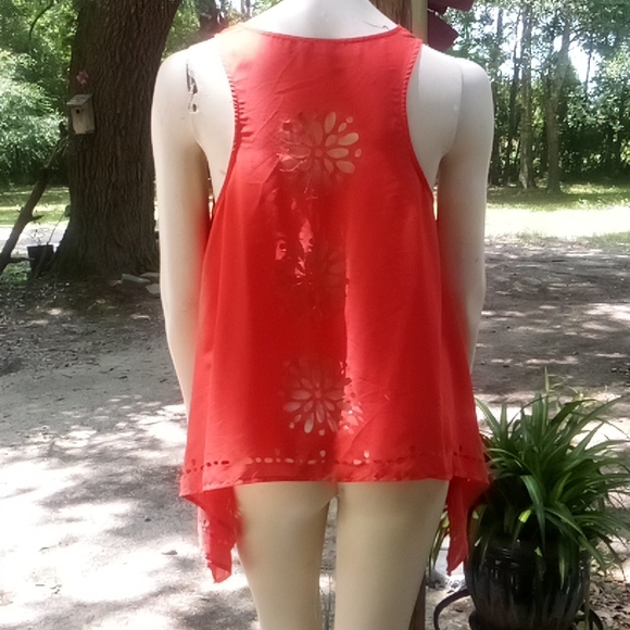 "Fio Fio" orange designer polyester tank top - Picture 3 of 6
